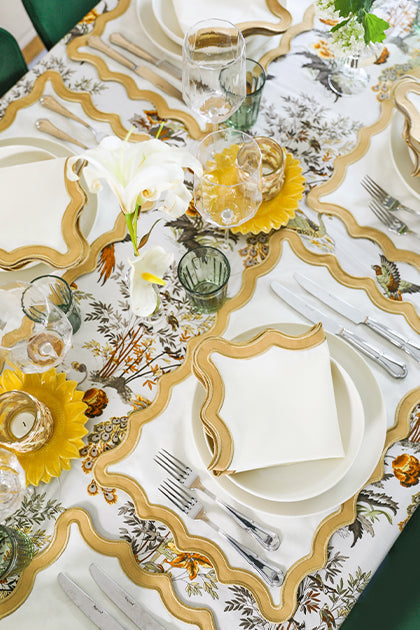 Beige Wave Placemat + Napkin