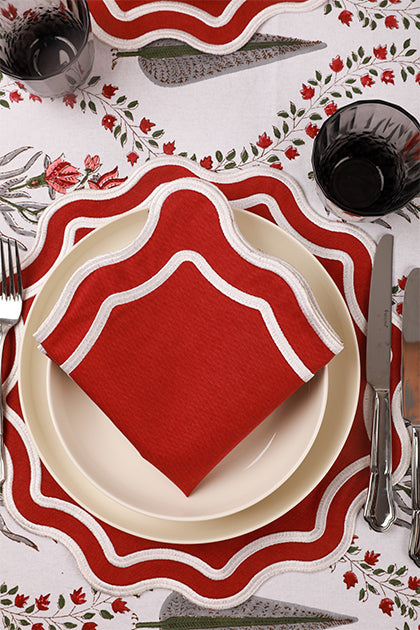 Burgundy Wave Napkin (Set of 4)