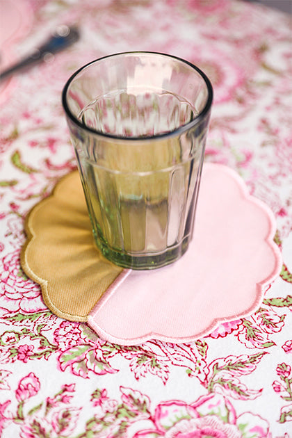 Bicolor Beige&Rose Scallop Coaster (Set of 4 )