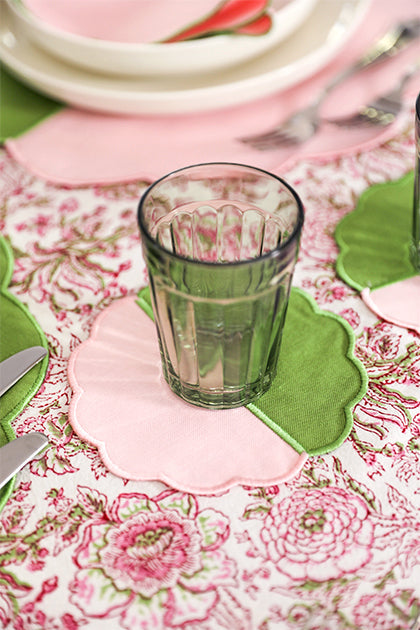 Bicolor Green&Rose Scallop Coaster (Set of 4)