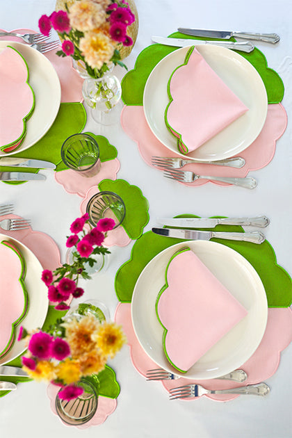Bicolor Green&Rose Scallop Placemat (Set of 4)