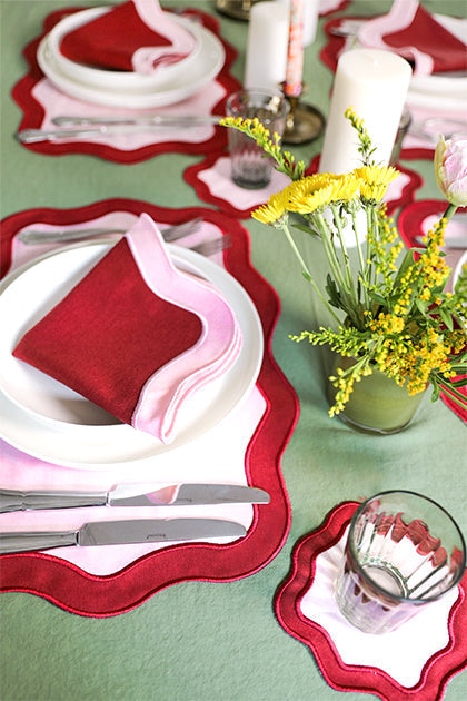 Rose&Burgundy Wave Placemat (Set of 4)