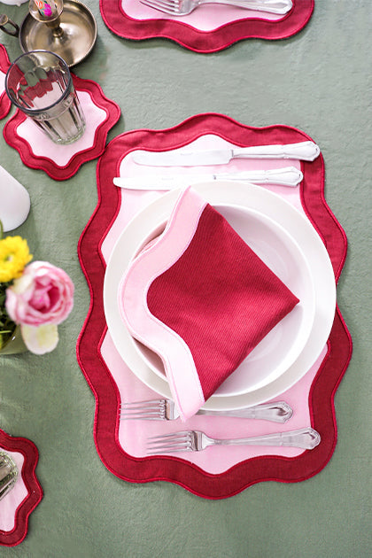 Rose&Burgundy Wave Placemat (Set of 4)