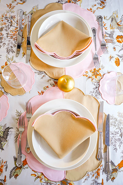 Bicolor Beige&Rose Scallop Placemat (Set of 4)