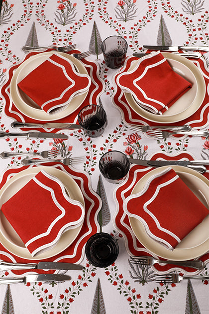 Burgundy Wave Placemat + Napkin